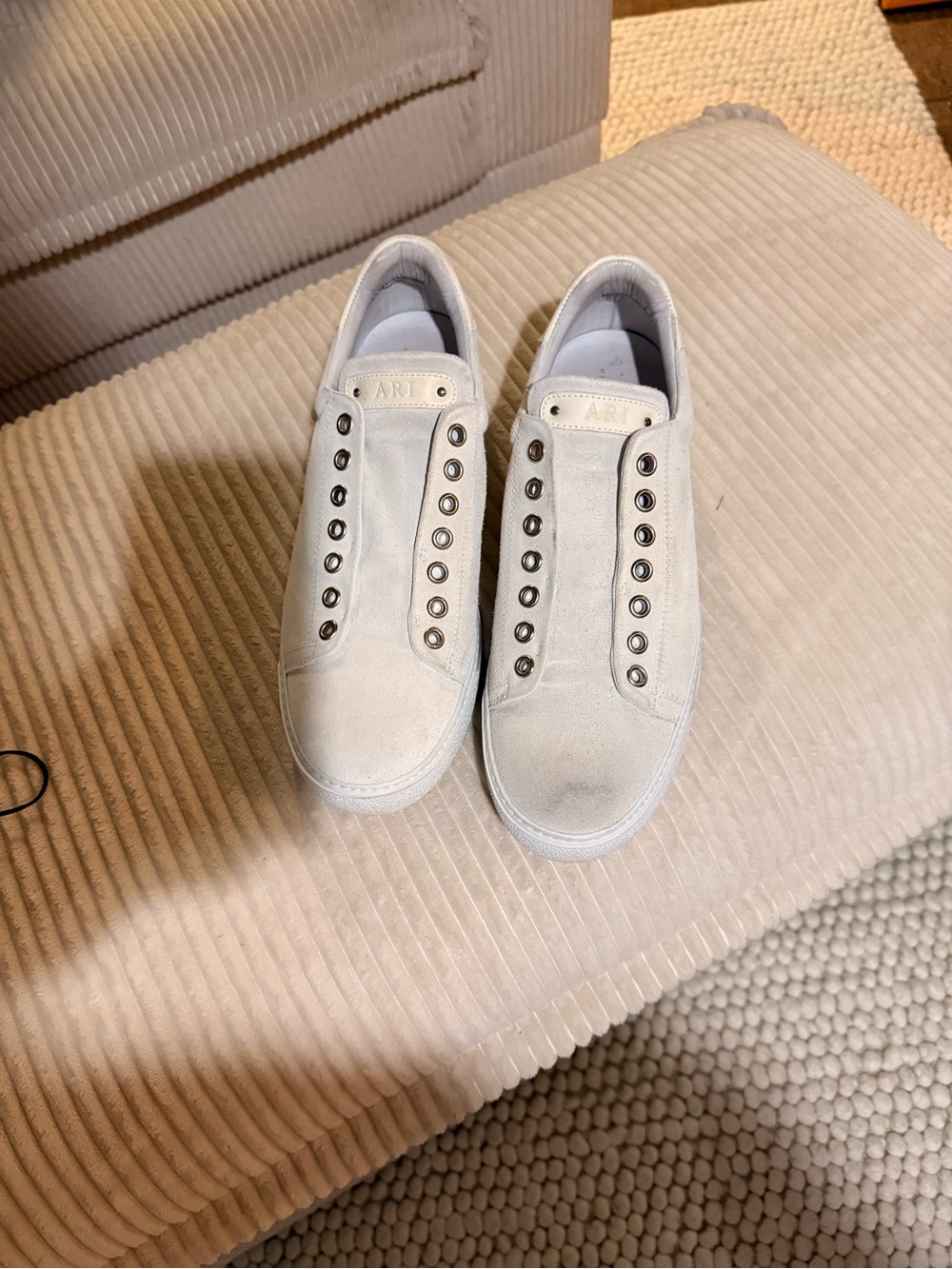 Ari White Suede Slip-On Sneakers, made in italy, size 44 (11 US)